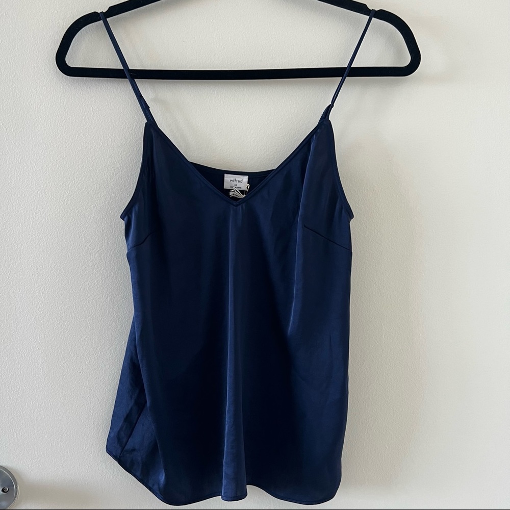 NWT Aritzia Wilfred Navy Silk Cami